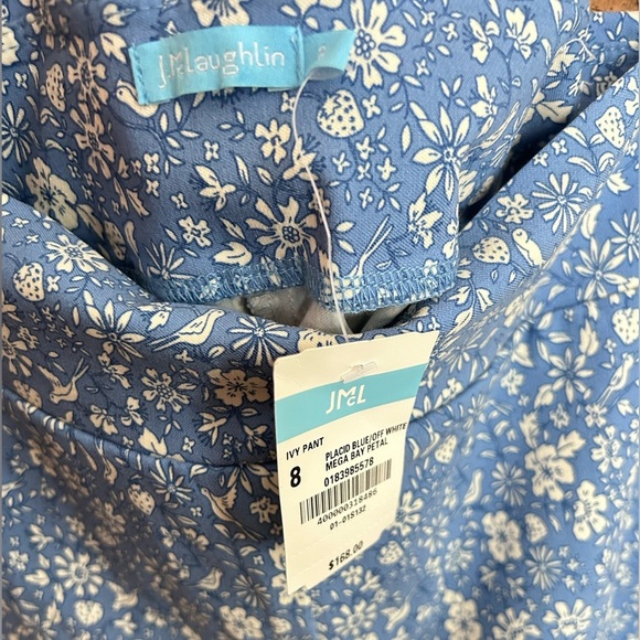 NWT J. McLaughlin Ivy Pants Placid Blue/Off White Mega Bay Pedal Size 8 - Picture 4 of 5